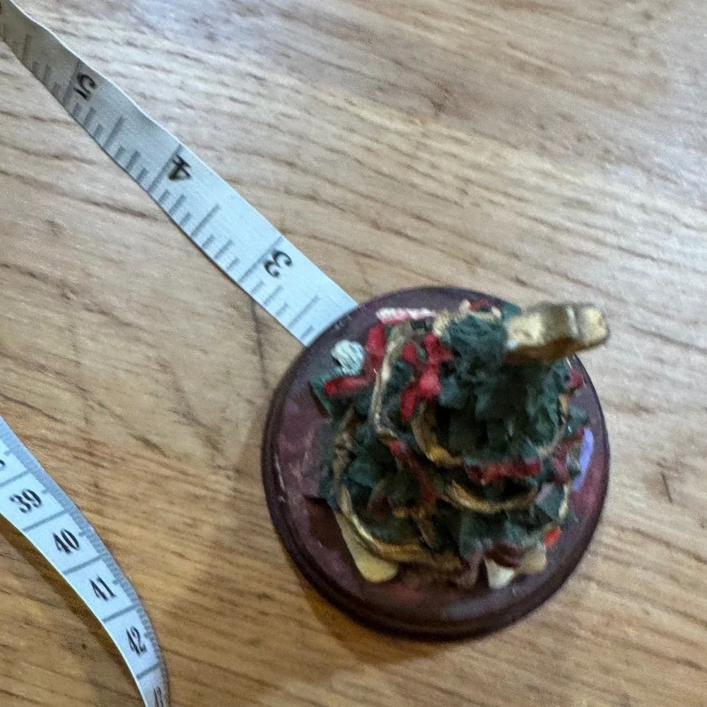 Vintage Miniature Resin Christmas Tree Figurine with Gold Star and Base 4.5 Inch